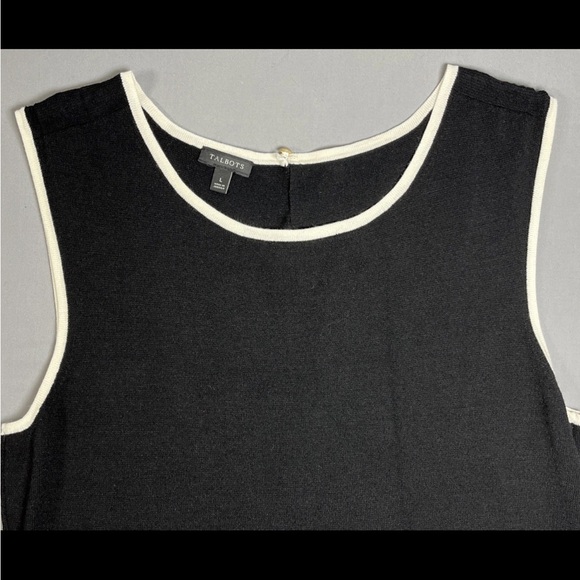 Talbots‎ Womens Open Front Cardigan Sweater Blazer Black Ivory 2 Piece Set Large - Picture 11 of 16